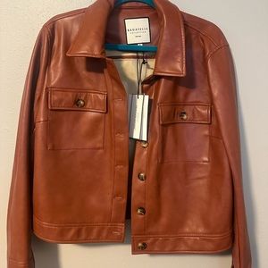 XL Faux Leather Camel Lightweight Jacket